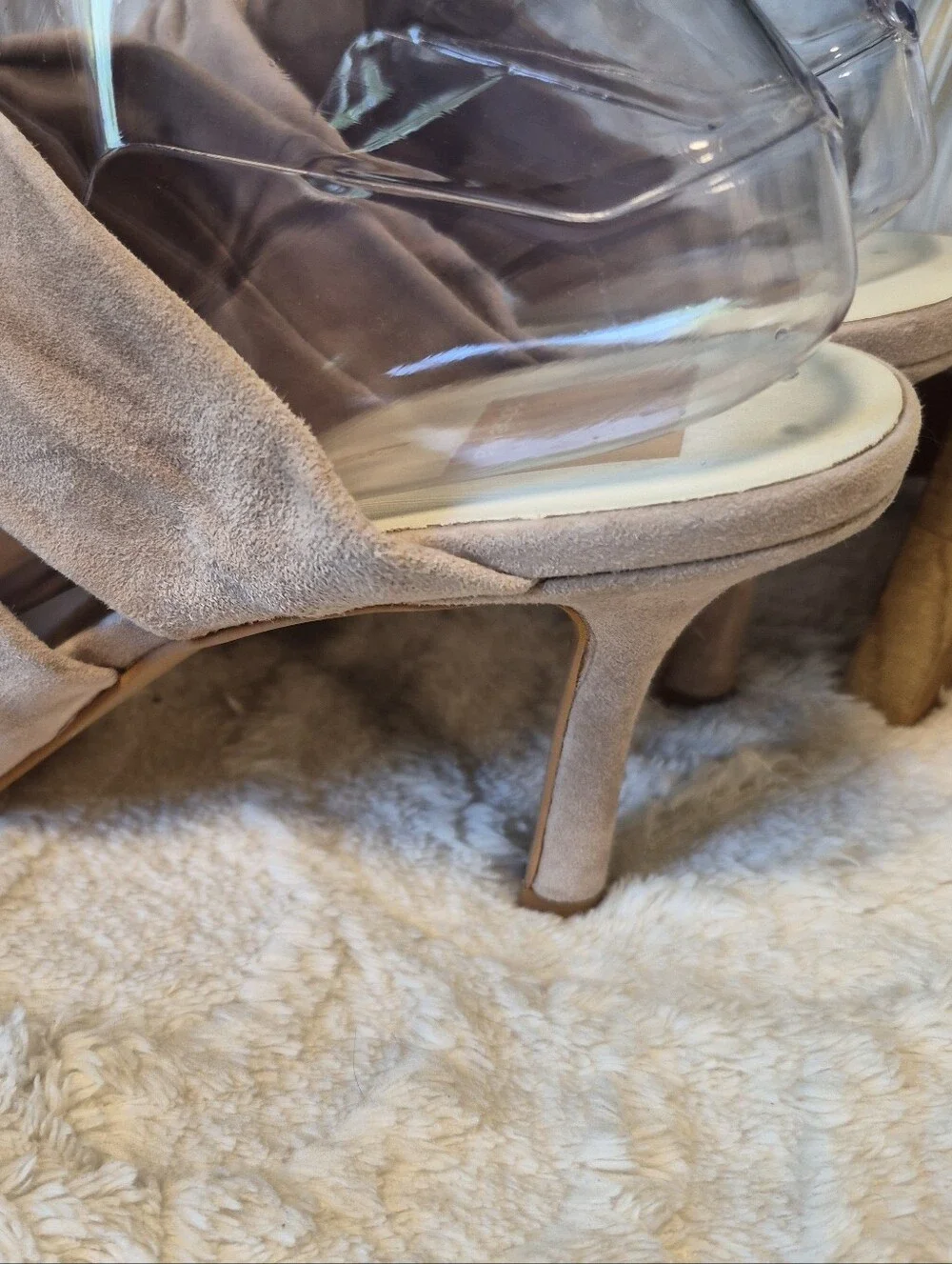 NEW Dolce Vita Kelsy Heels Suede Slip On Mules Beige Nude Pointed Toe Size 10